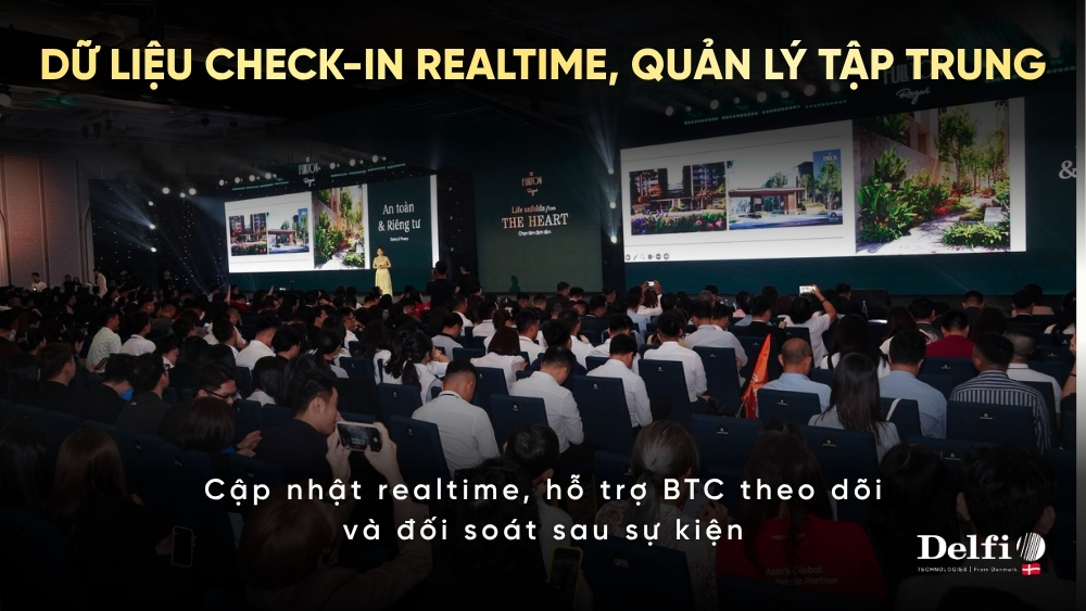 Dữ liệu check-in realtime giúp BTC theo dõi số lượng khách tham dự tại sự kiện The Fullton Regal Agent Kick Off