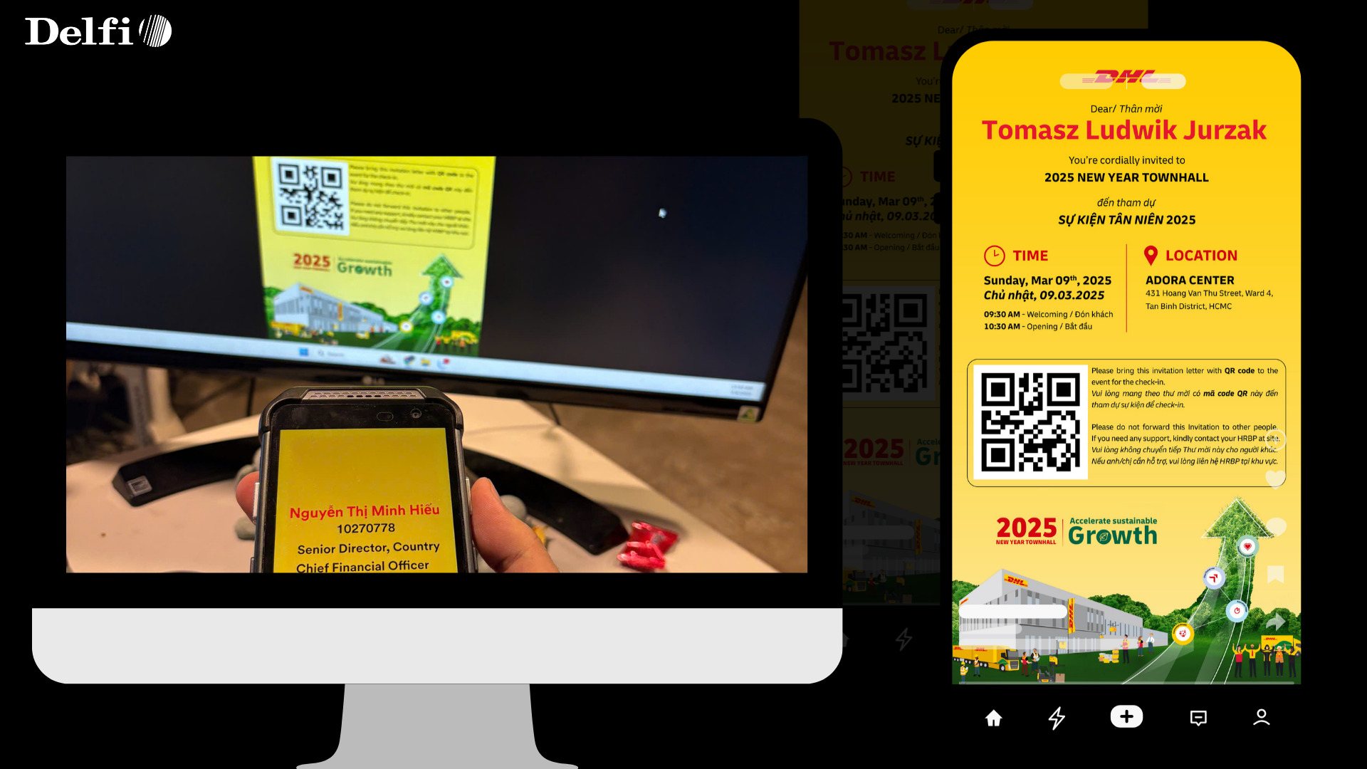 Thư mời điện tử có mã qr-code để check-in sự kiện tại DHL
