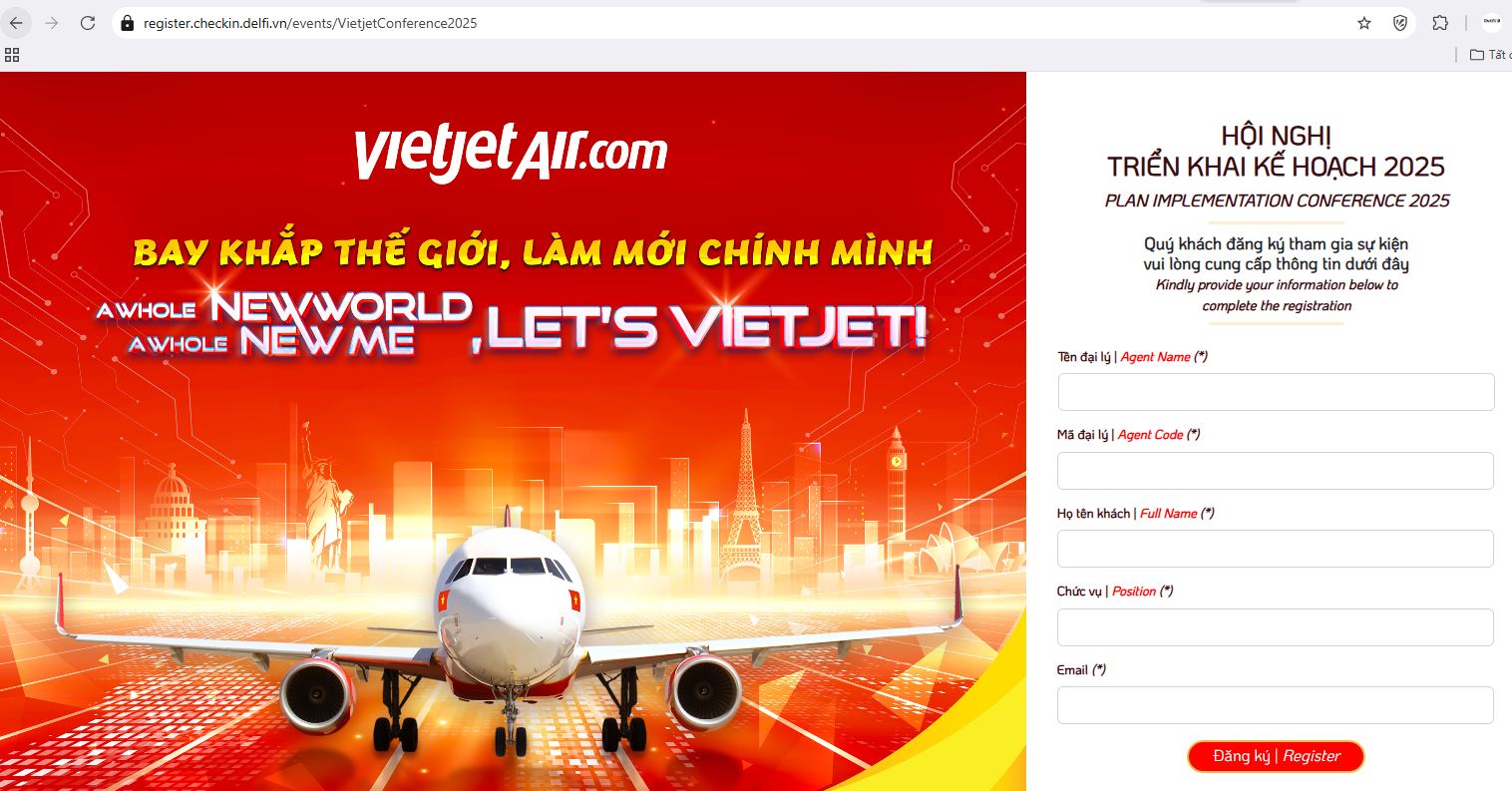 Landing page thiết kế theo yêu cầu sự kiện từ Delfi