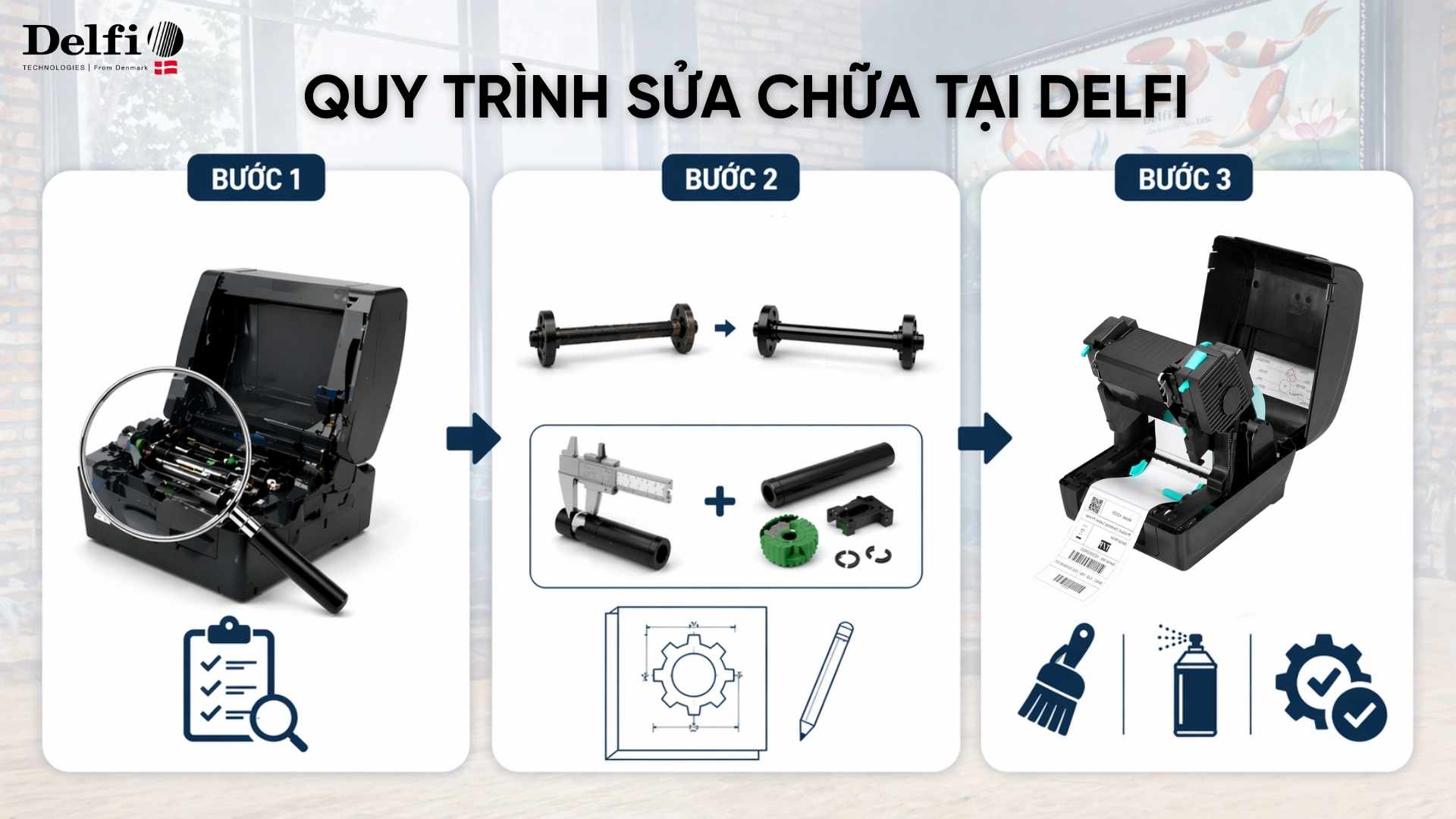 Quy trình sửa ngàm máy in tại Delfi