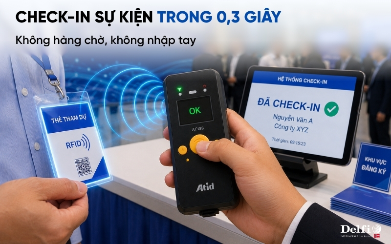 ATID AT188N Plus check-in sự kiện bằng thẻ RFID nhanh không ùn tắc