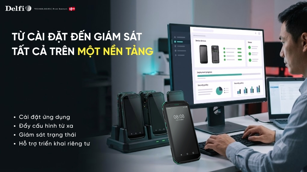 Chứng nhận GMS cùng nền tảng quản lý thiết bị giúp đội IT triển khai ứng dụng, cấu hình và theo dõi PB55-NK tập trung