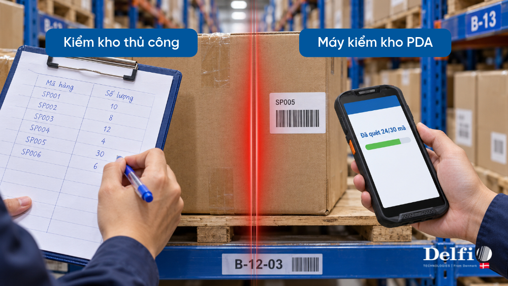 So sánh máy kiểm kho PDA với kiểm kho thủ công bằng phiếu giấy tại kho
