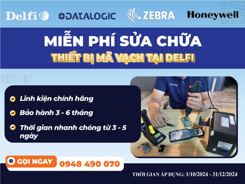 Nhận Sửa chữa miễn phí các thiết bị mã vạch Zebra, Honeywell và Datalogic