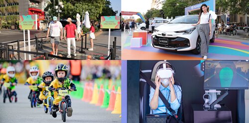 Khách tham dự đang tham gia hoạt động trải nghiệm và trò chơi tại sự kiện
