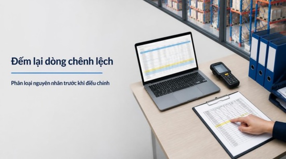 Màn hình báo cáo chênh lệch trong giải pháp kiểm kê hàng tồn kho
