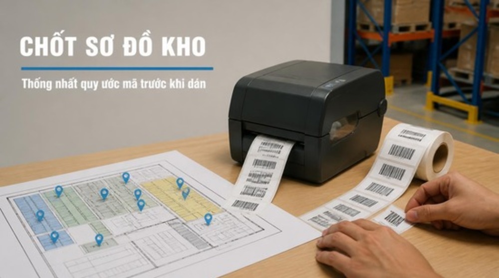 In nhãn mã vị trí theo sơ đồ cho phần mềm quản lý vị trí kho