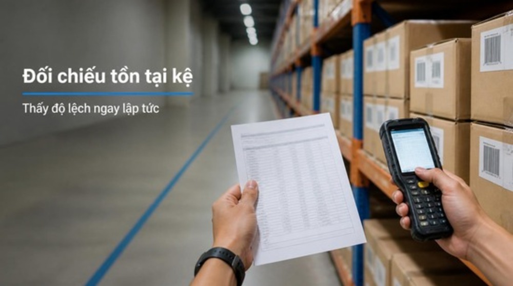 Đối chiếu tồn thực tế và tồn sổ sách bằng phần mềm quản lý tồn kho trên PDA
