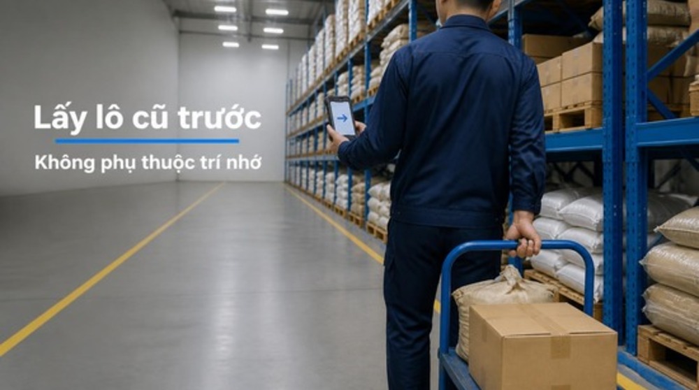 Cấp phát nguyên vật liệu theo FIFO bằng PDA khi quản lý kho bằng mã vạch