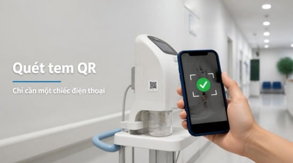 Quét tem QR bằng điện thoại để kiểm kê tài sản bằng QR code