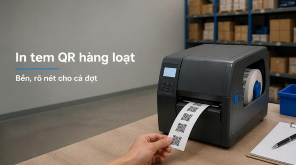 In tem QR bằng máy in mã vạch để kiểm kê tài sản bằng QR code