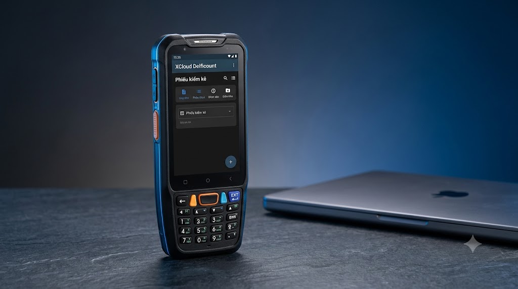 Máy PDA Point Mobile PM68 trong combo kiểm kê chuyên nghiệp XCloud Delficount