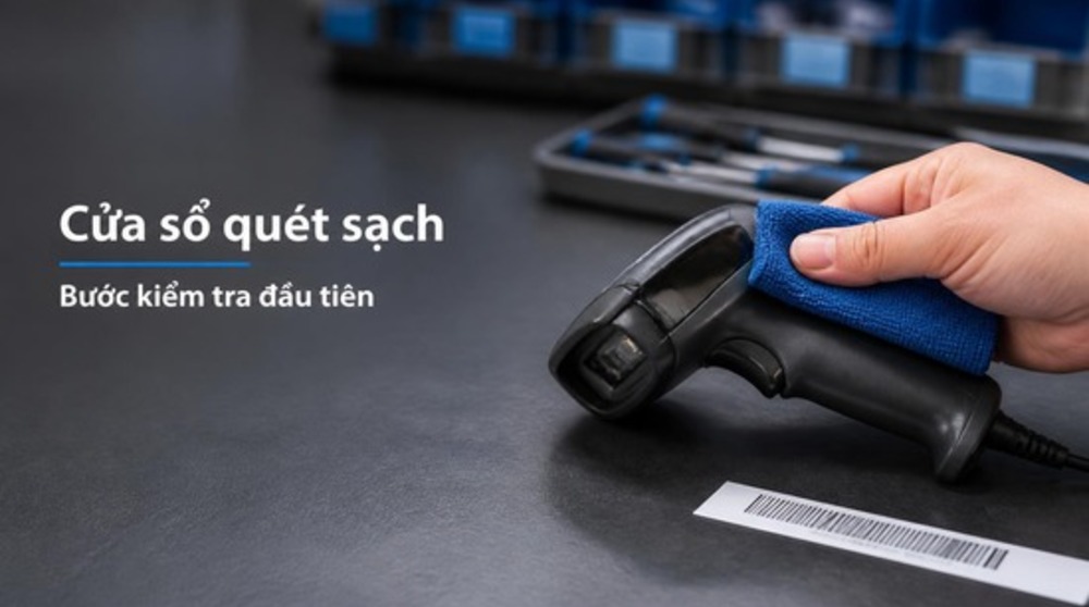 Lau sạch cửa sổ quét khi sửa máy quét mã vạch không đọc được mã