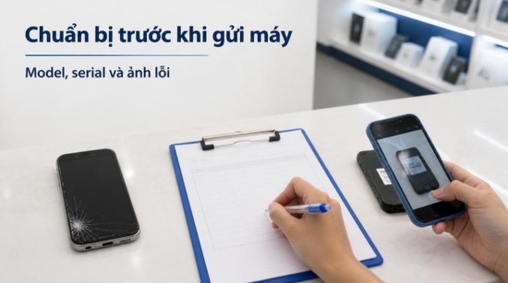 Phiếu tiếp nhận sửa PDA Zebra ghi model, serial và mô tả lỗi