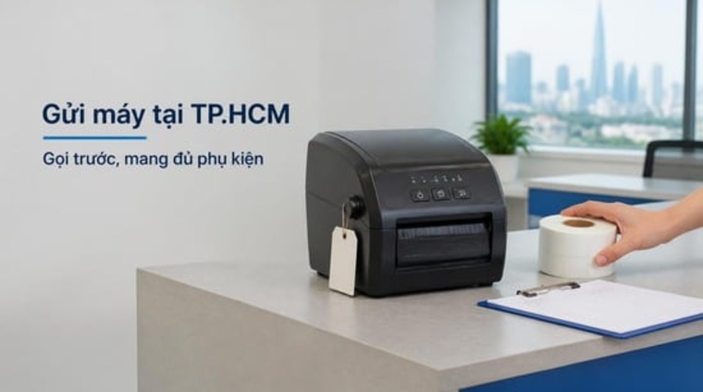 Tiếp nhận máy in mã vạch tại văn phòng Delfi trong dịch vụ sửa máy in mã vạch TPHCM