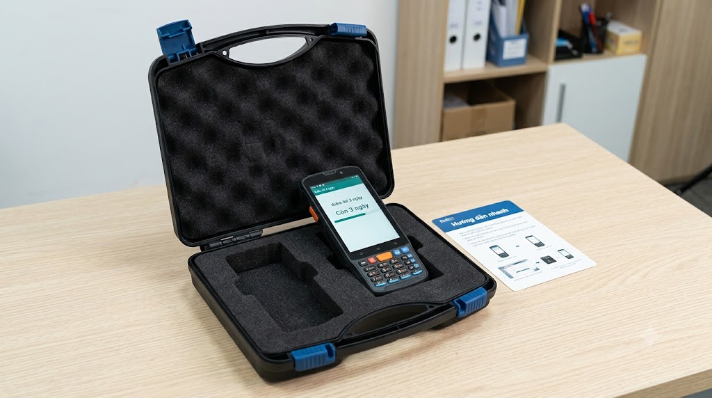 Bộ PDA thuê kiểm kê 3 ngày cài sẵn phần mềm XCloud trong hộp giao nhận