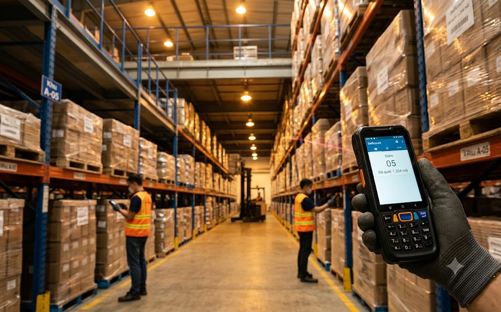 PDA kiểm kê dự án 30 ngày nhiều điểm tại kho logistics bằng XCloud