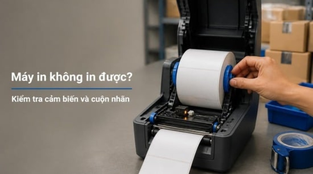 Kiểm tra cuộn nhãn khi máy in mã vạch không in được