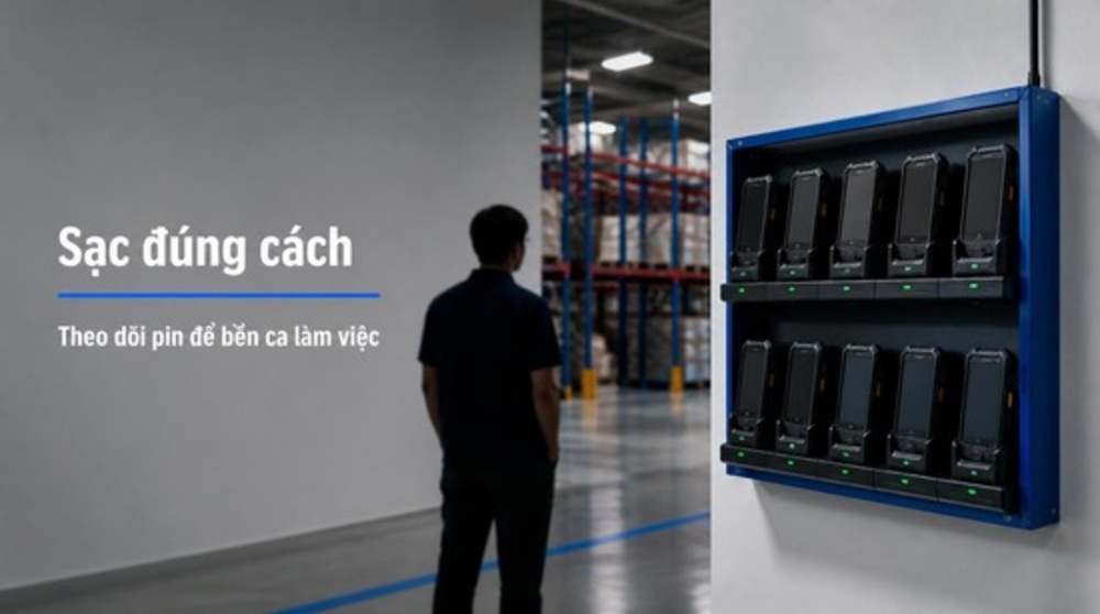 Đế sạc nhiều PDA tại kho trước khi thay pin PDA