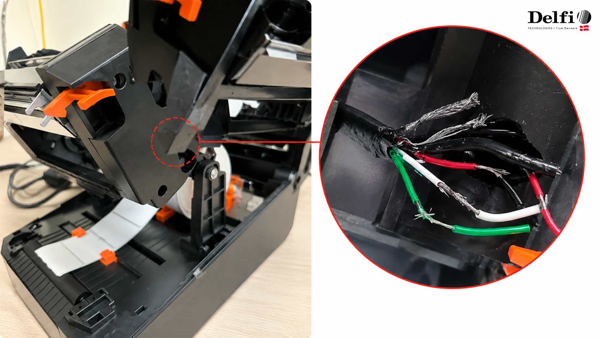Máy in mã vạch bị đứt cáp đầu in