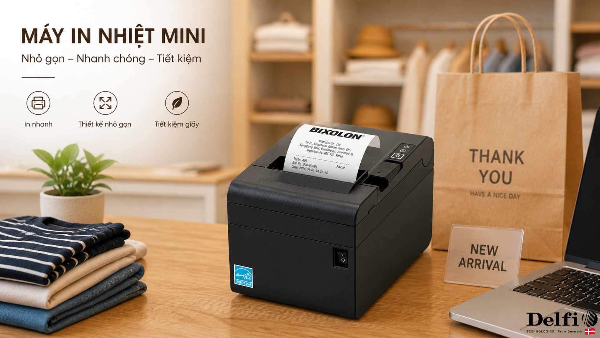 Máy in nhiệt mini Bixolon SRP-332III đang in bill