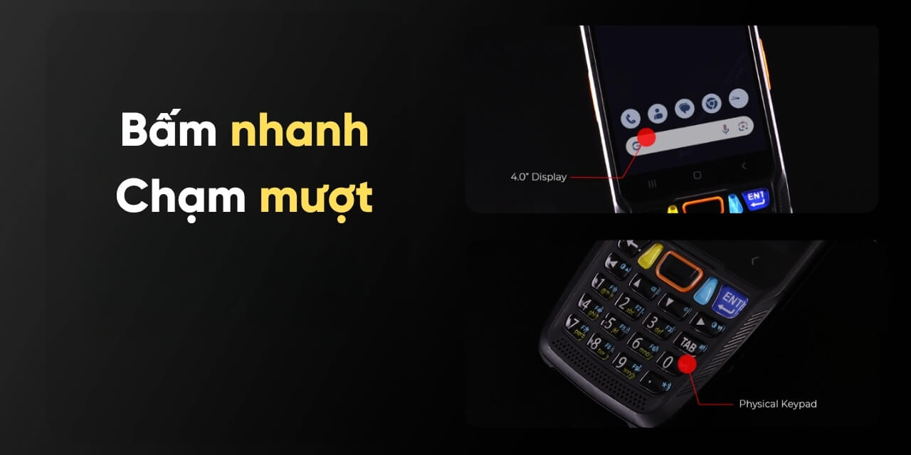 Thiết bị kiểm kho PM68 cảm ứng mượt và phản hồi nhanh khi quét mã