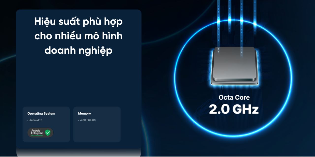 Máy kiểm kho PM84 sử dụng chip octa core giúp nâng cao hiệu suất phù hợp với nhiều mô hình doanh nghiệp