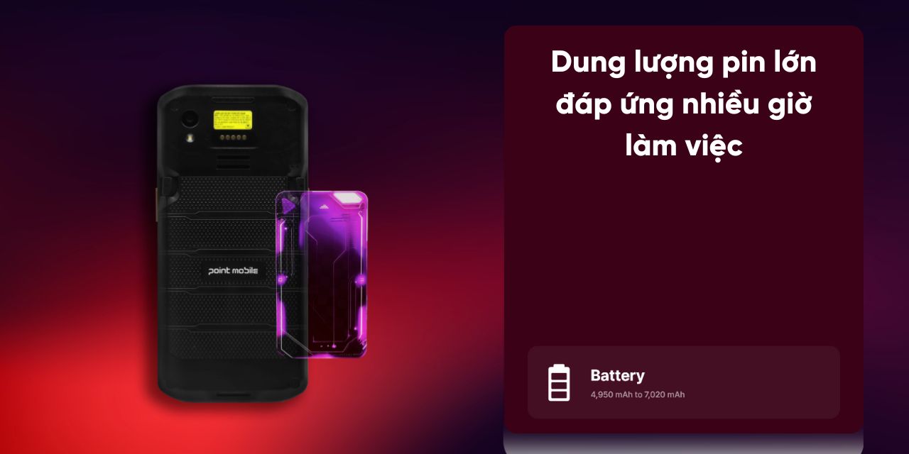 Máy kiểm kho PM84 sử dụng pin dung lượng cao hỗ trợ làm việc cả ngày 