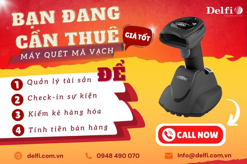 Máy quét mã vạch CINO A670 đang hiển thị thông tin thiết bị hỗ trợ check-in sự kiện