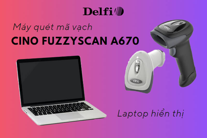 Bộ thiết bị gồm máy quét mã vạch A679 và laptop hỗ trợ check-in tại sự kiện