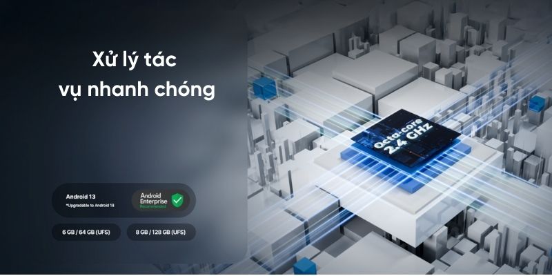 Thiết bị kiểm kho PM95 sử dụng chip Octa-core giúp xử lý dữ liệu nhanh trong quá trình kiểm kho 
