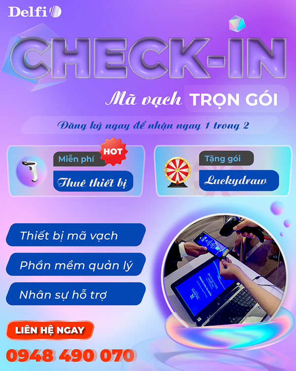 Check-In Trọn gói: Miễn phí thuê thiết bị hoặc Free gói Lucky Draw Check-In Trọn gói: Miễn phí thuê thiết bị hoặc Free gói Lucky Draw