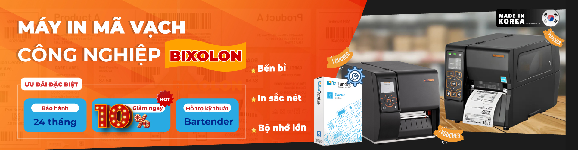 Máy in công nghiệp BIXOLON ưu đãi chiết khấu lên đến 10%