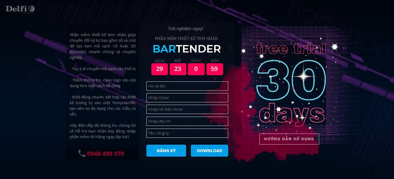 PHẦN MỀM THIẾT KẾ TEM BARTENDER - PHIÊN BẢN DÙNG THỬ MIỄN PHÍ 30 NGÀY