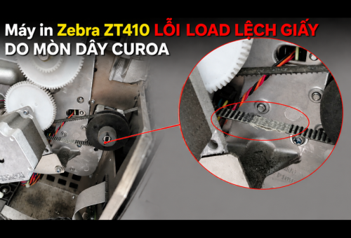 Máy In Zebra ZT410 Lỗi Load Lệch Giấy Do Mòn Dây Curoa